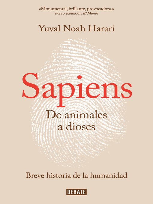Detalles del título Sapiens. De animales a dioses de Yuval Noah Harari - Disponible